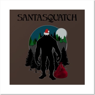 Santa Squatch Bigfoot Xmas Christmas Design Posters and Art